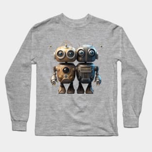 Cute Vintage Robot with Sidekick Long Sleeve T-Shirt